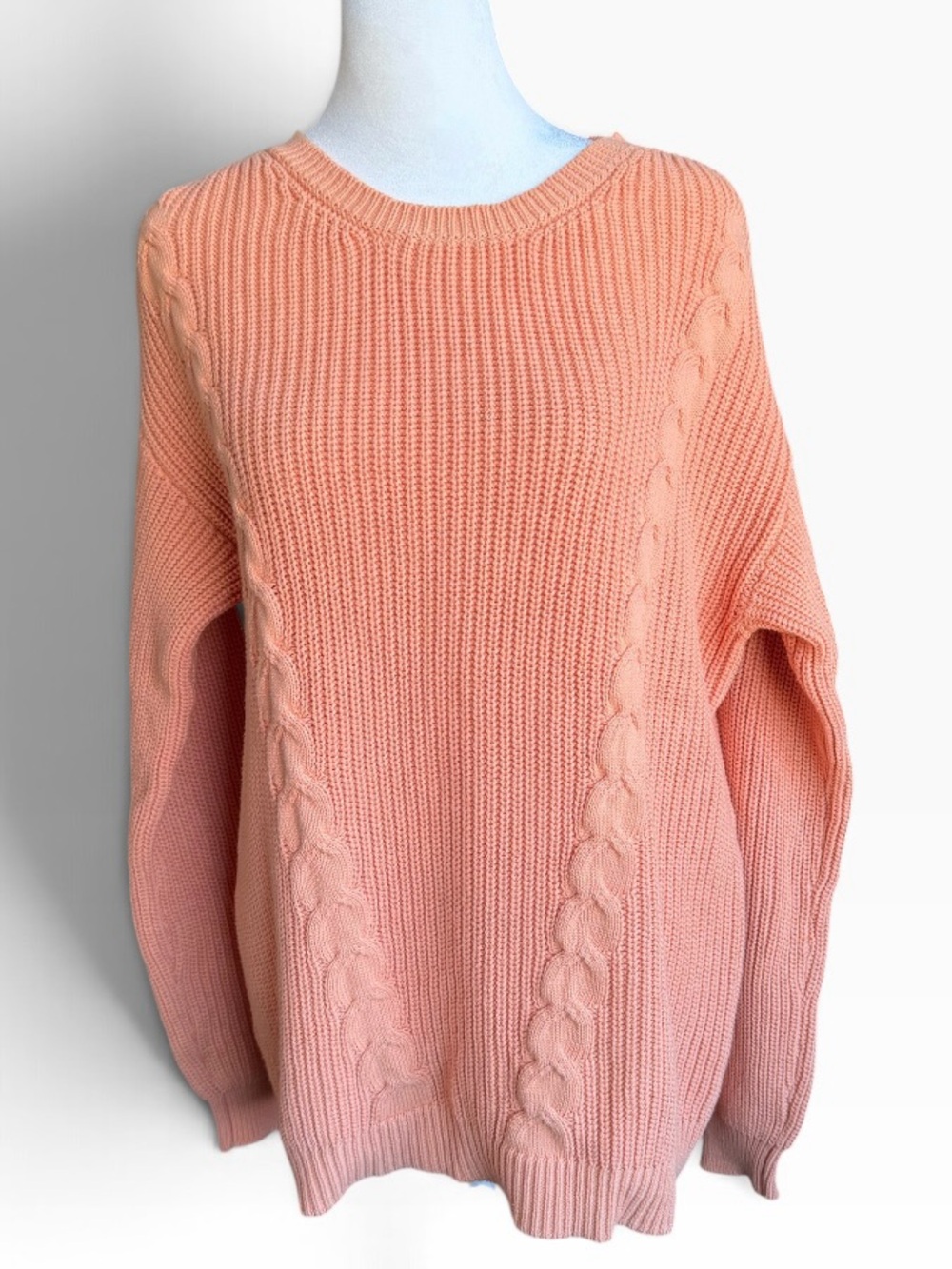 Magaschoni Orange Cable Knit Crewneck Sweater Size M